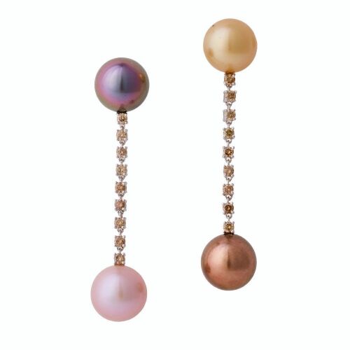 18ct White Gold, 12.0mm South Sea Pearl / 1.00ct Diamond Earrings