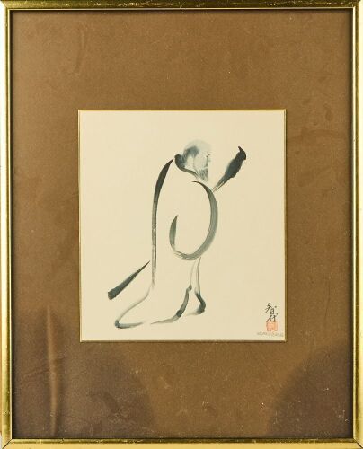 An Expressive Ink Painting of a Buddhist Monk