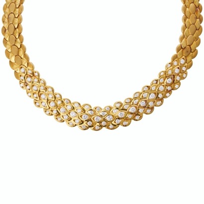 18ct Yellow Gold, 8.65ct Diamond Collar Necklace