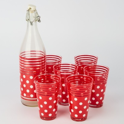 A Set of Vintage Polka Dot Bottle and Cups, Italy