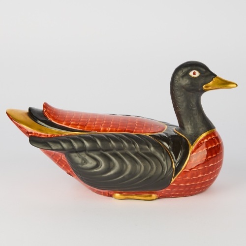 A Porcelain Duck Figure by Manifattura Porcellane Artistiche