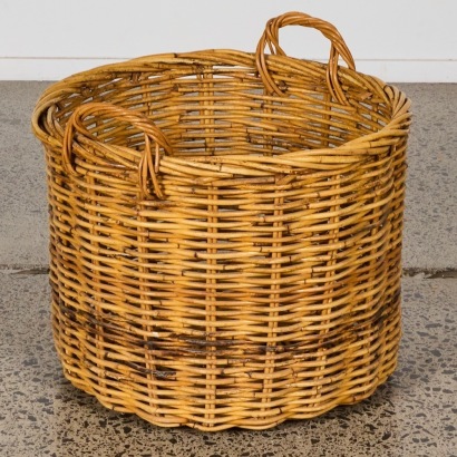 A Large Vintage Wicker Floor Basket
