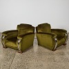 A Pair of Art Deco Streamline Moderne Chairs In Moss Green