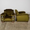 A Pair of Art Deco Streamline Moderne Chairs In Moss Green - 2