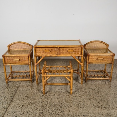 A Four Mid-Century Rattan Set