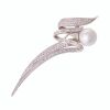 18ct White Gold, 13.9mm South Sea Pearl / 2.00ct Diamond Spray Brooch