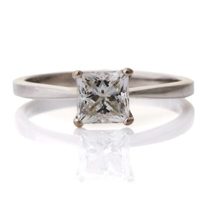 77 Diamonds, 18ct White Gold, 0.94ct Princess Cut Diamond Solitaire Ring, GIA certified