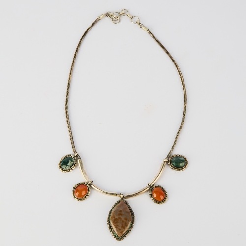 A Handmade Tibetan Tribal Necklace with Gems
