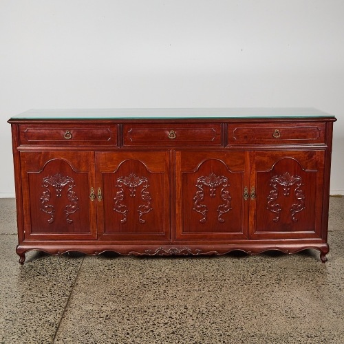 A Chinese 20th Century Hardwood Four-Door Side Cabinet