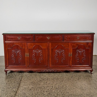 A Chinese 20th Century Hardwood Four-Door Side Cabinet