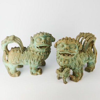 A Pair of Asian Bronze Guardian Lions