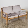 A Mid-Century Style Scandinavian Sculpted-Timber and Velvet Settee - 2