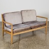 A Mid-Century Style Scandinavian Sculpted-Timber and Velvet Settee - 2