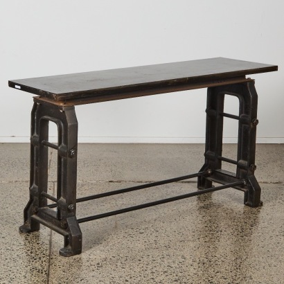 A Vintage Foundry Cast-Iron and Steel Console Table