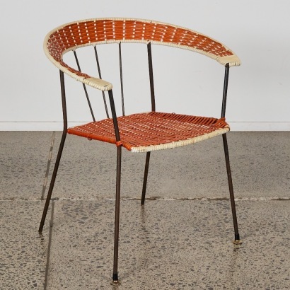 A Red John Crichton Blind Foundation Easy Chair, 1950s