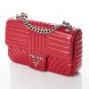 Prada, Red Impunture Quilted Calfskin Diagramme Flap Bag - 2