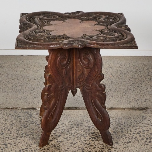 A 19th Century Anglo-Burmese Heavily Carved Side Table