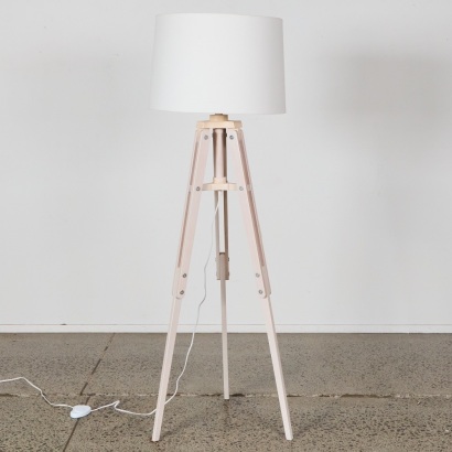 A Timber Surveyor's Tripod Floor Lamp