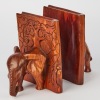 A Set of Carved Wooden Elephant Bookends