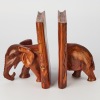 A Set of Carved Wooden Elephant Bookends - 2