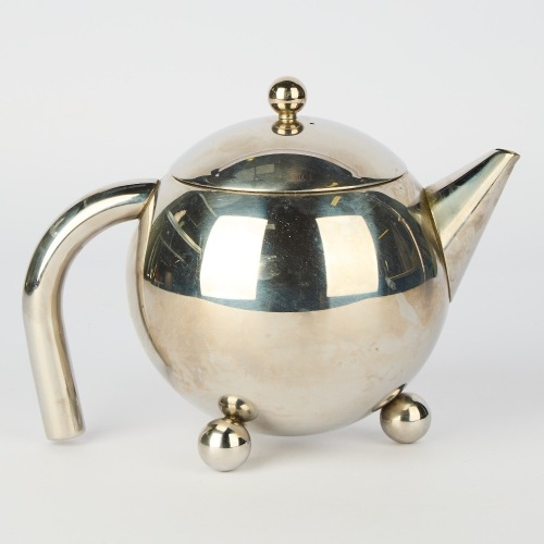 Atomic Art Deco Style Stainless Steel Teapot