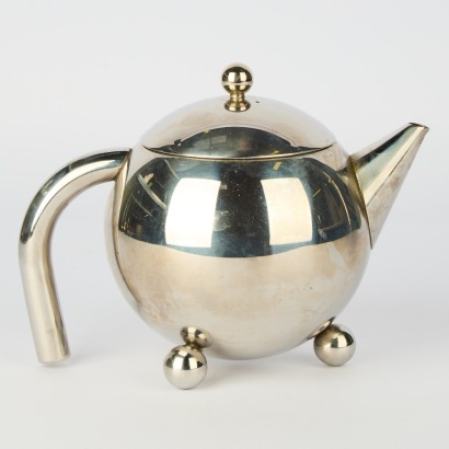 Atomic Art Deco Style Stainless Steel Teapot