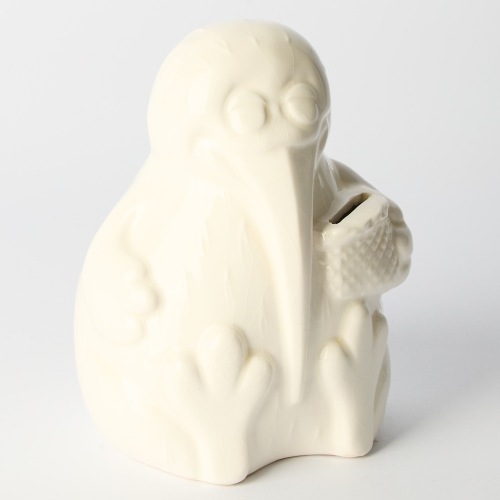 A Studio Ceramics Version of the Crown Lynn Kiwi Moneybox Holding a Kete
