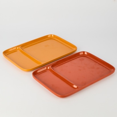 A Pair of Falle Uldall for the Danish Brand Rosti Melamine Dinner Tray Plates