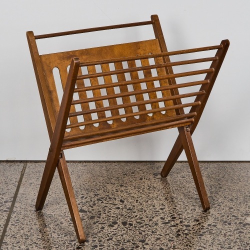 A Mid-Century Folding Teek Magazine Rack, designed by Cees Braakman