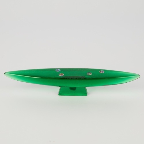 A Glass Māori Waka with Pāua