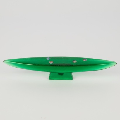 A Glass Māori Waka with Pāua