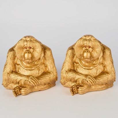 A Pair of Large Gold Orangutang Bookends