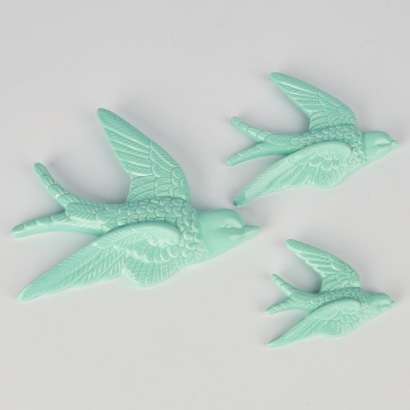 A Set of Three Graduated Ceramic Flying Wall Birds