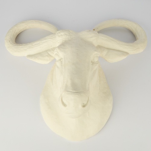 A Large Plaster Water Buffalo Head Wall Hanging