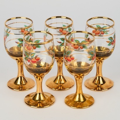 A Set of Five Vintage Sherry Glasses