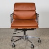 An Eames-Style Soft Pad Mid-Back Office Chair in Tan Leather - 2