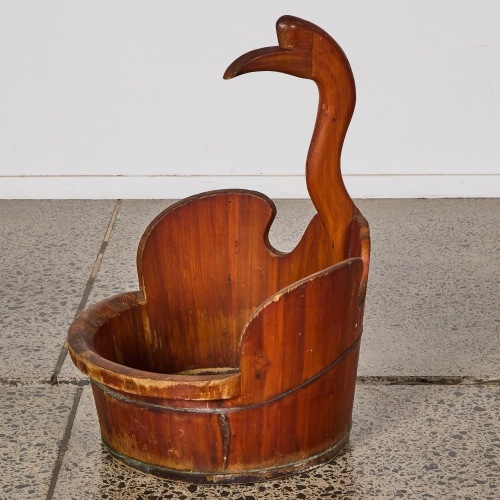 An Antique 19th Century Elm Wood Swan Wash Basin