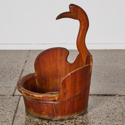 An Antique 19th Century Elm Wood Swan Wash Basin