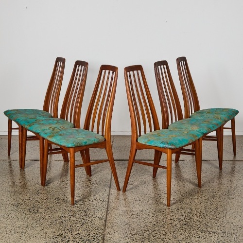 A Set of Six Mid-Century Original Niels Koefoed 'Eva' Chairs for Koefoed's Hornslet, Denmark