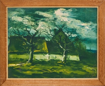 A Vintage Maurice Vlaminck 'The Thatched Cottages' Print
