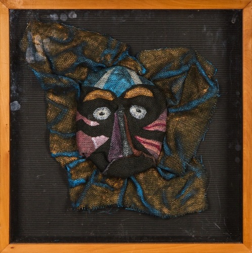 A Hessian Art Mask in Large Shadow Box