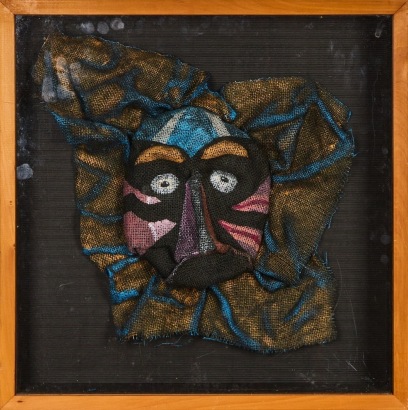 A Hessian Art Mask in Large Shadow Box