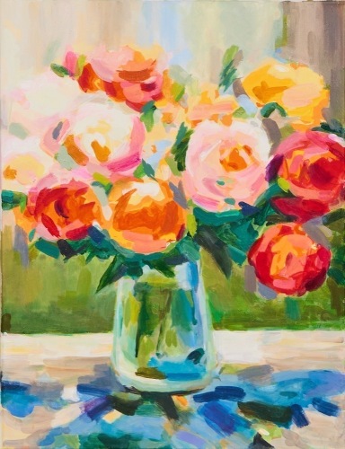 An Original Acrylic on Canvas Floral Painting