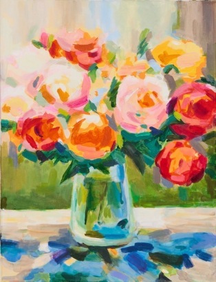 An Original Acrylic on Canvas Floral Painting