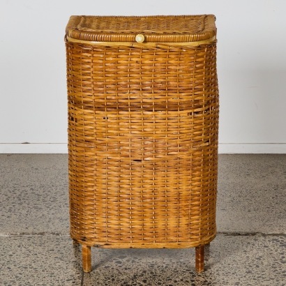 A Vintage Footed Wicker Laundry Basket