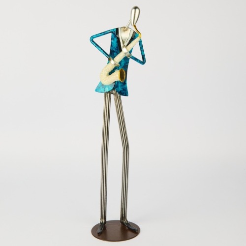 A Saxophone Metal Player Statue