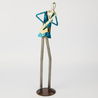 A Saxophone Metal Player Statue