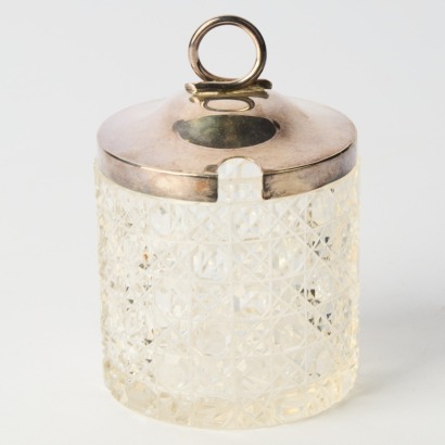 An Antique Sterling Silver and Cut Glass Sugar Jar by Robert Pringle
