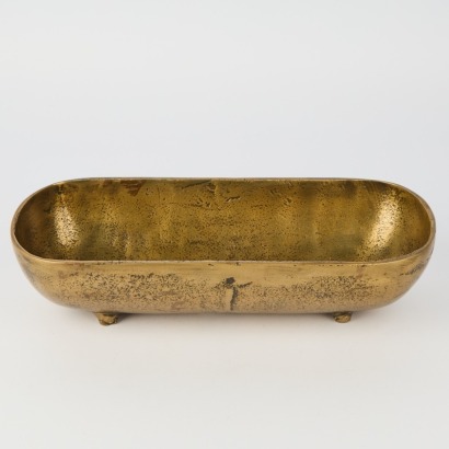 A Large Brushed Metal Dish