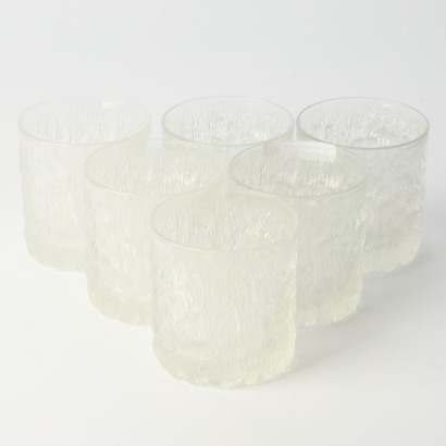 A Set of Six Goebel Charlottenhutte Ice Bark Tumblers